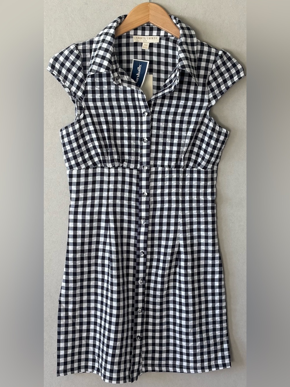 NWT Thirty Thirty Black & White Gingham Button-Front Juniors Dress size m